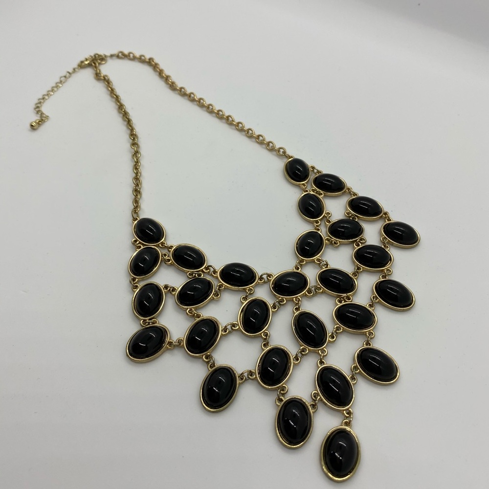 Gold and black bib necklace